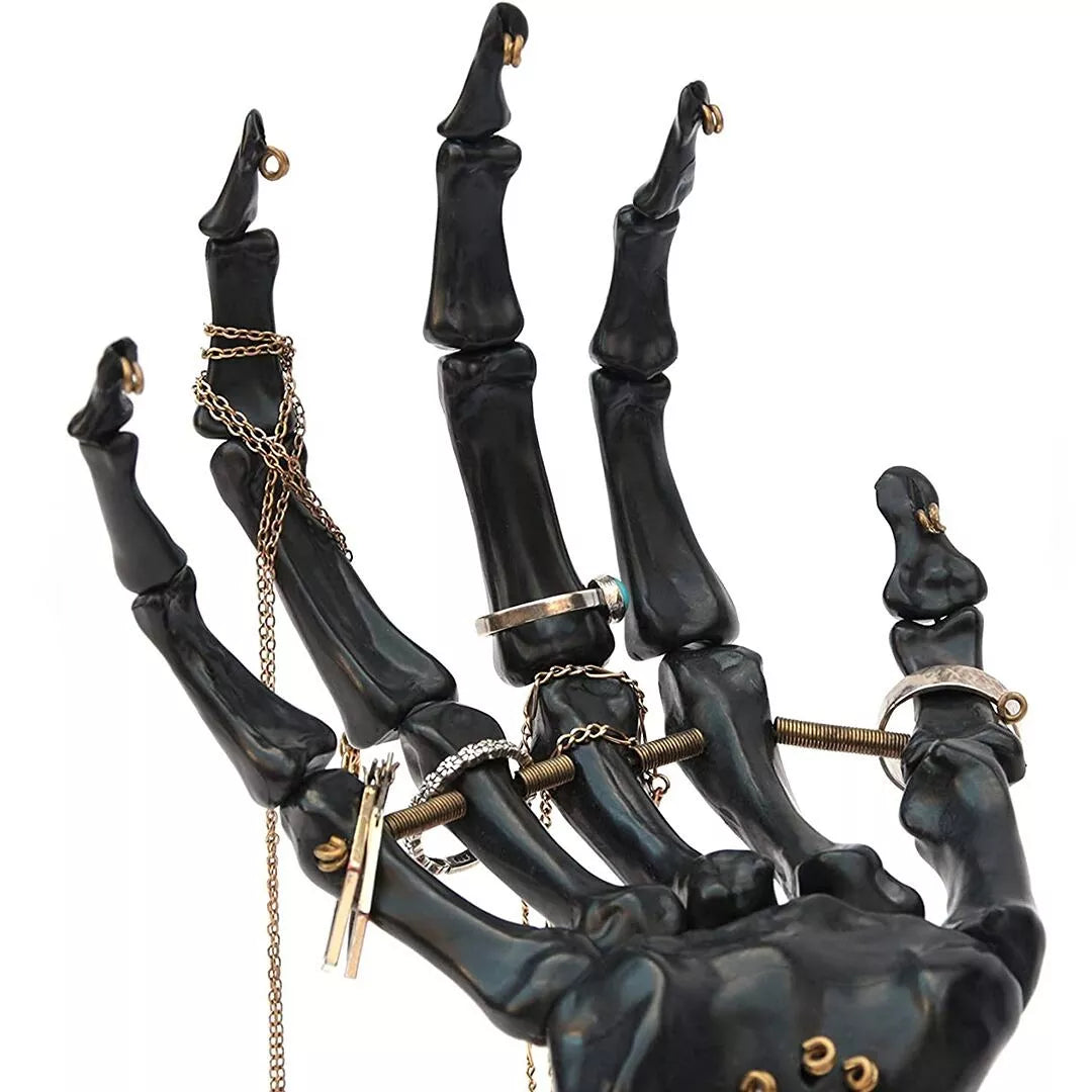 Rangement à bijoux à main squelette noir